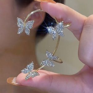 Butterfly Cuff Clip On Rhinestone No Piercing Earring set of 2